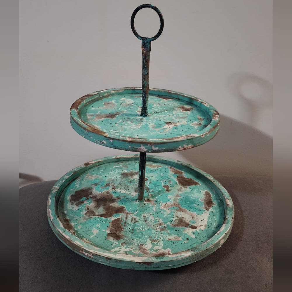 Vintage Two-Tiered Wood Stand(hand Made )